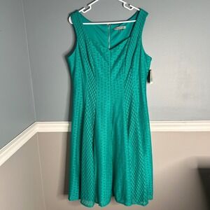 Danny Nicole Teal Lace Fit Flare Midi Dress Size 16 spring garden party